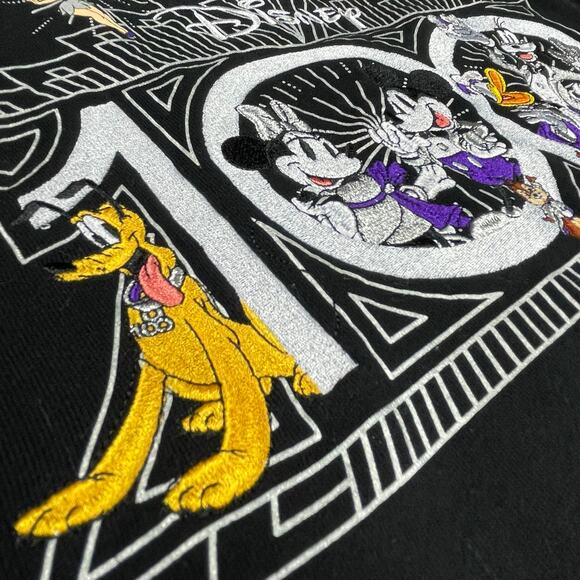 🔥Disney 100 Mickey Mouse & Friends Embroidered Black Zipper Hoodie Sweatshirt - Picture 9 of 16